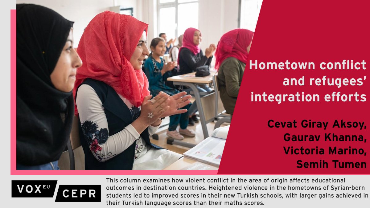 Ongoing violence in a student’s area of origin increases their efforts to invest in their education in the destination country. @cevatgirayaksoy @EBRD @Kingspol_econ, @econgaurav @UCSanDiego, V Marino @EBRD, @SemihTumen @TED_Uni @ERFlatest @iza_bonn ow.ly/zabu50RbgRx