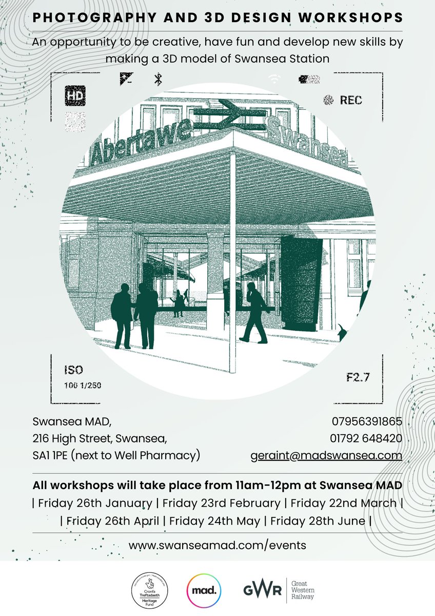 Join @SwanseaMAD for #Photography and #3DDesign creative workshops, inspired by Swansea Station and @GWRHelp. 

Next workshop: Friday 24th May, 11am-12pm @SwanseaMAD

@HeritageFundCYM