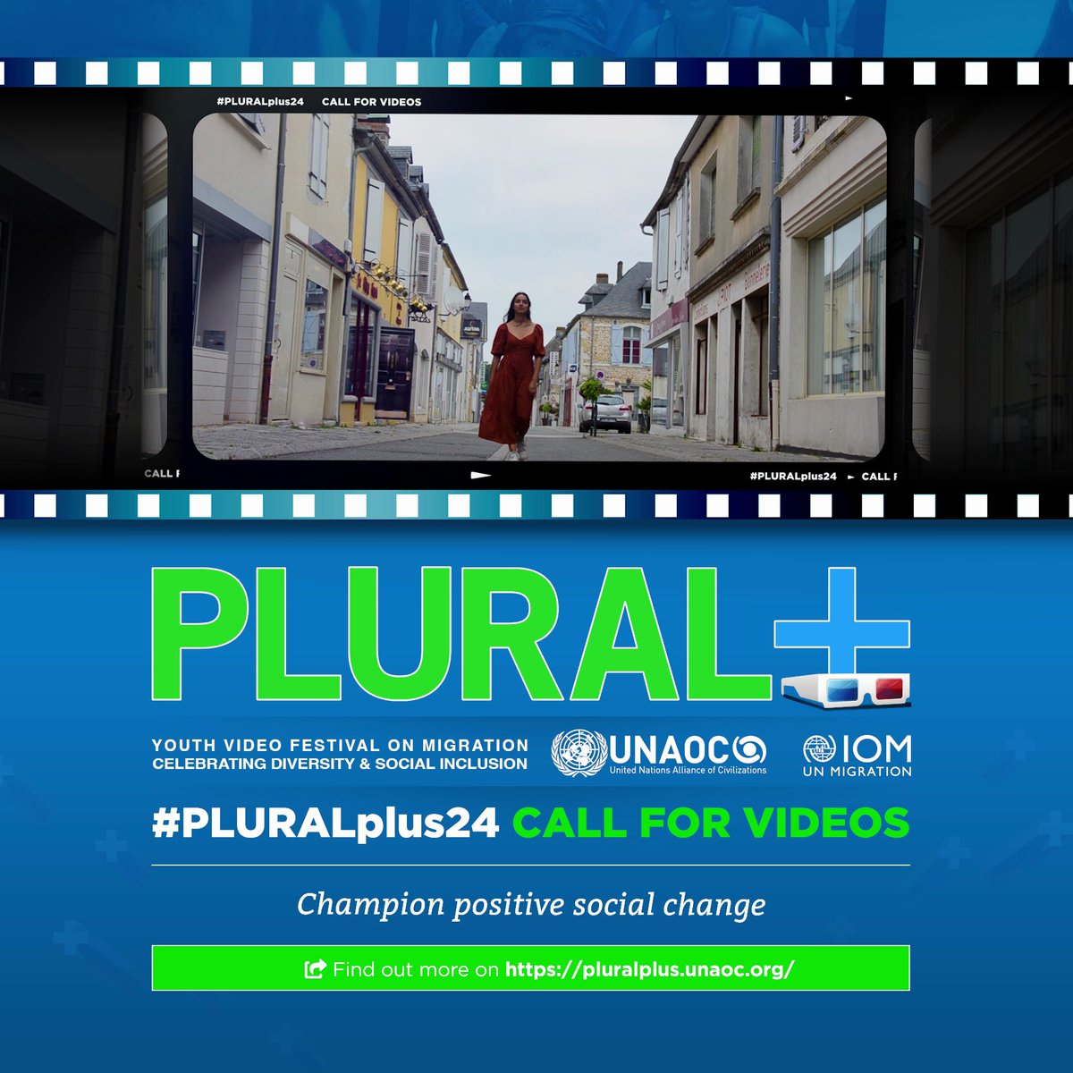 Are you a filmmaker between the ages of 12 - 25! Submit your videos to the PLURAL+ Youth Video Festival. Showcase your talent and perspectives on migration, diversity, and inclusion. Deadline: May 31, 2024. Visit pluralplus.unaoc.org. #PLURALplus24'