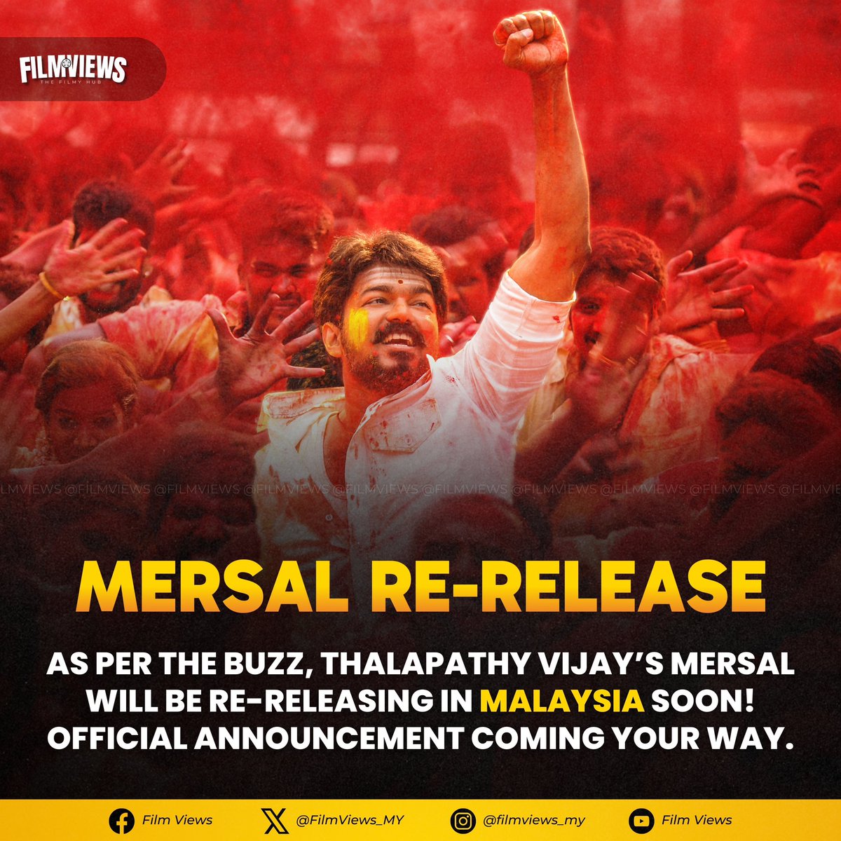 MERSAL ARASAN VARAAN 🥁‼️ As per the buzz, Thalapathy Vijay’s Mersal will be re-releasing in Malaysia soon 🇲🇾 Thalapathy Fans, are you ready ? #MersalReRelease #ThalapathyVijay #Vijay #GOAT @TeamMVF