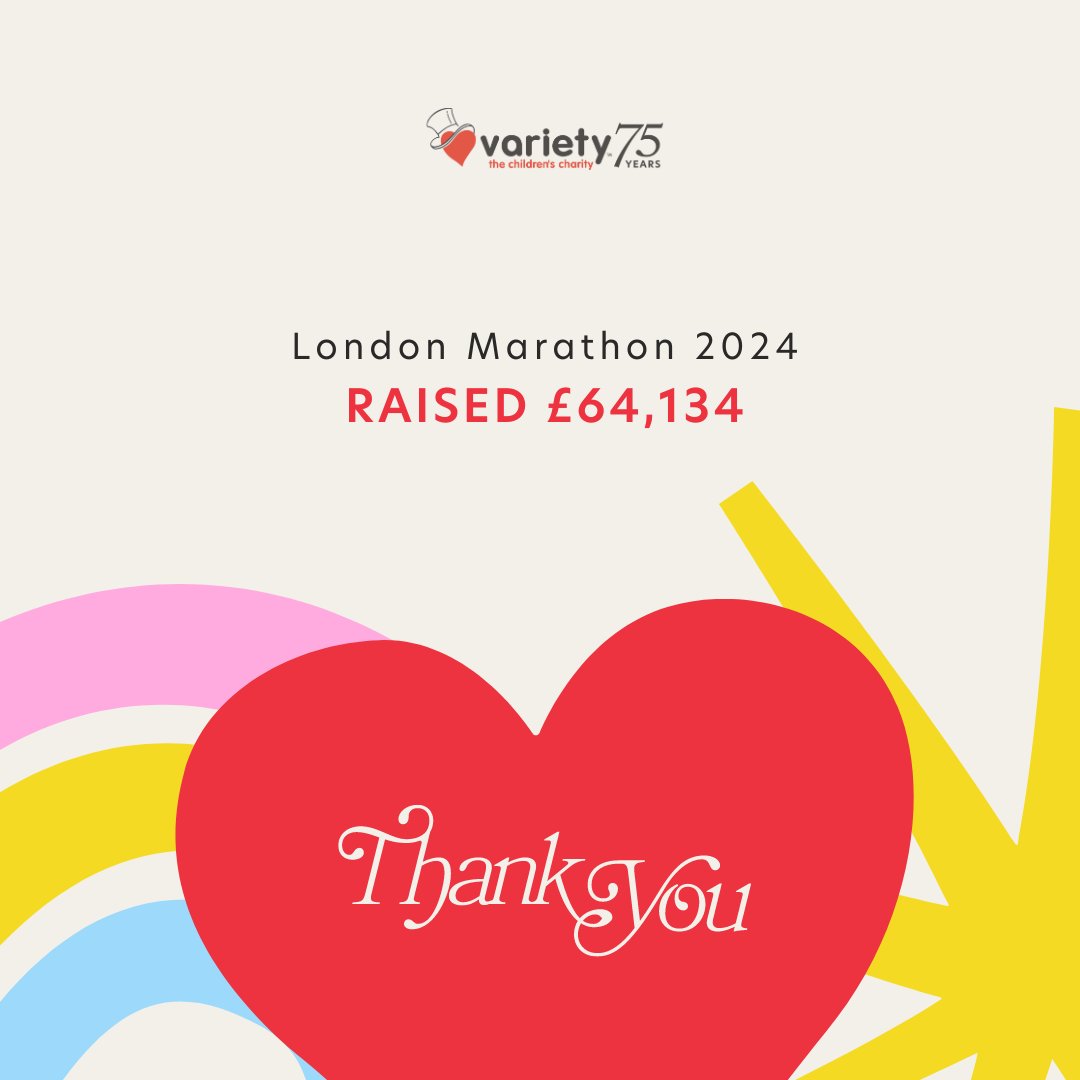 We're bursting with joy to announce the @londonmarathon raised a sensational £64,124! Massive high-fives and virtual hugs every one who ran alongside us, cheered us on, or donated generously. Your support has filled our hearts to the brim and made a real splash in our community!