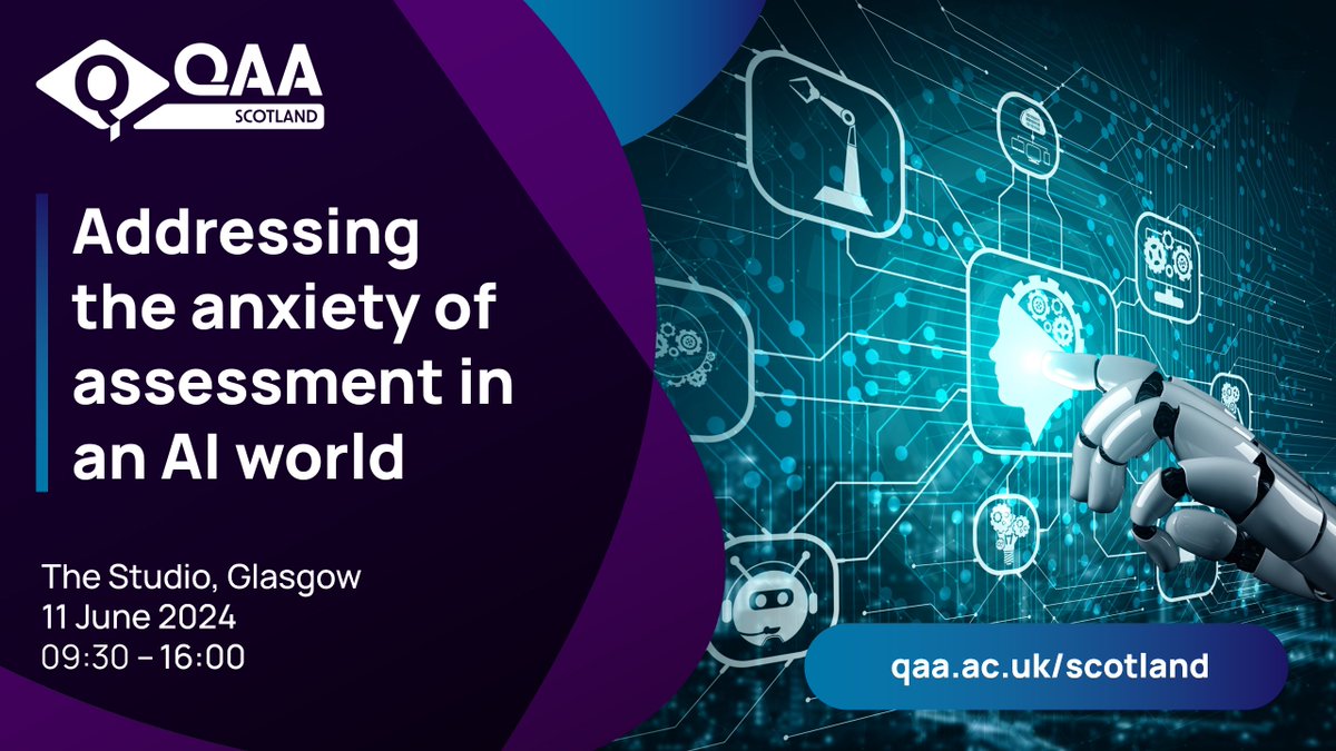 🗓️In case you missed it yesterday, we've now opened registration for our in person event in Glasgow on 11 June exploring the current picture of assessment in an AI world across Scotland and beyond. Register here: eur.cvent.me/eG48z