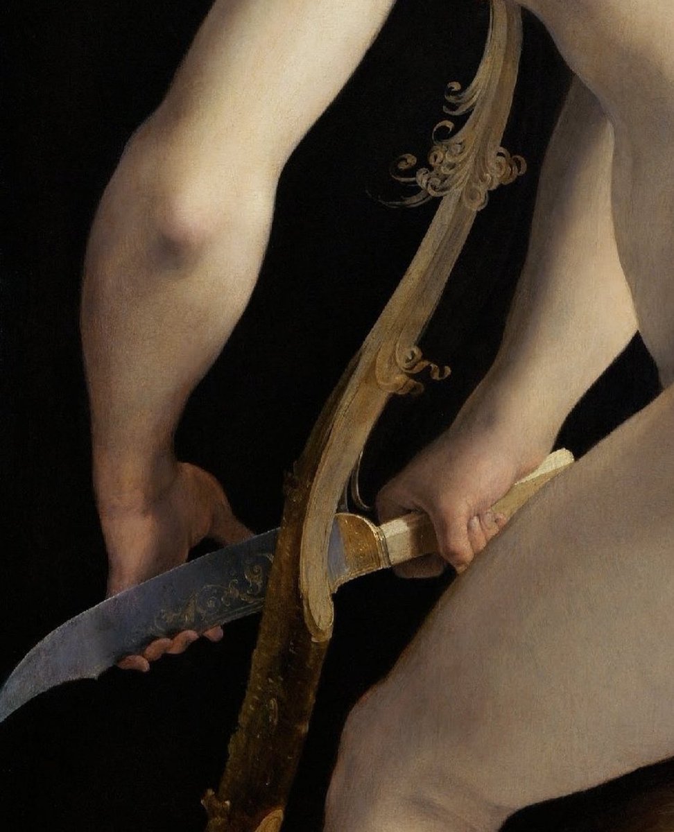 Detail: Cupid Carving His Bow, circa 1533-35 by Parmigianino.