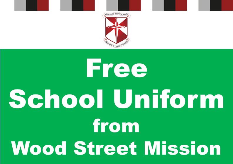 Free School Uniform is available from Wood Street Mission (details on school website) - contact Kat Parr at St Paul's for details on how to apply #Wythenshawe #belongbelieveachieve