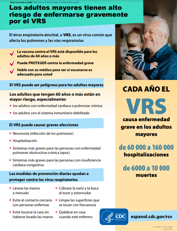 El <a href="/CDCgov/">CDC</a> recomienda la vacunación frente al #VRS a las personas mayores de 60 años. <a href="/COF_Sevilla/">COF Sevilla</a> <a href="/CACOF_/">CACOF</a>