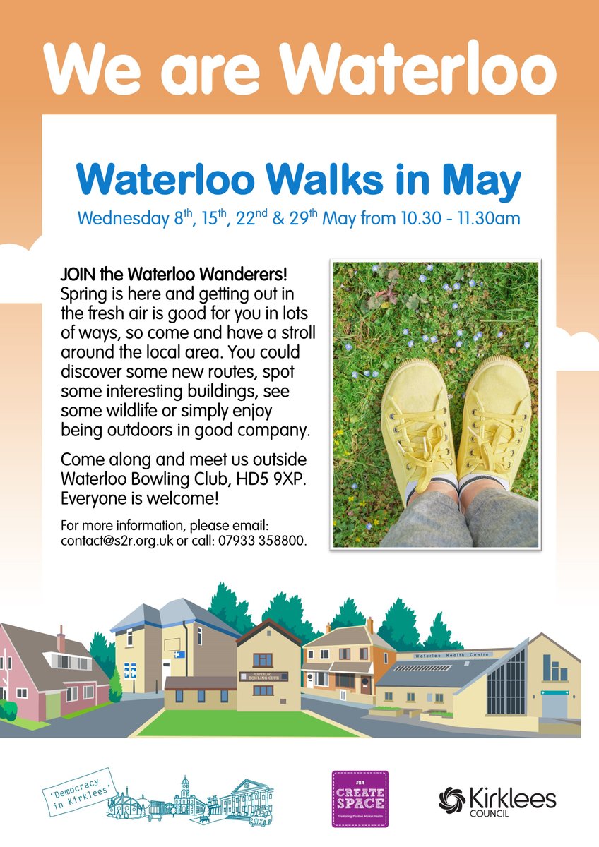 Waterloo Walks in May Join us on Wednesday mornings for some gentle exercise, a breath of fresh air & a friendly chat. Everyone is welcome! @everybodyactive @tslkirklees @KirkleesCouncil @ServiceWellness @NASPTweets @kirkleesdemocracy