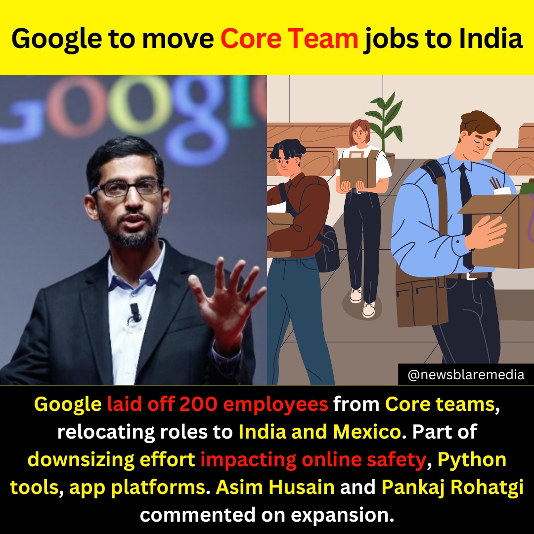 Google has reportedly laid off 200 employees from its Core teams. 
@Google
#GoogleNews #layoff #LayoffNews #coreteam #india #mexico #mexicocity #engineering #positions #sunnyvale #california #eliminate #workforce #trendingnews #TRENDINGNEWSTODAY #viralnews #virals #JobCut