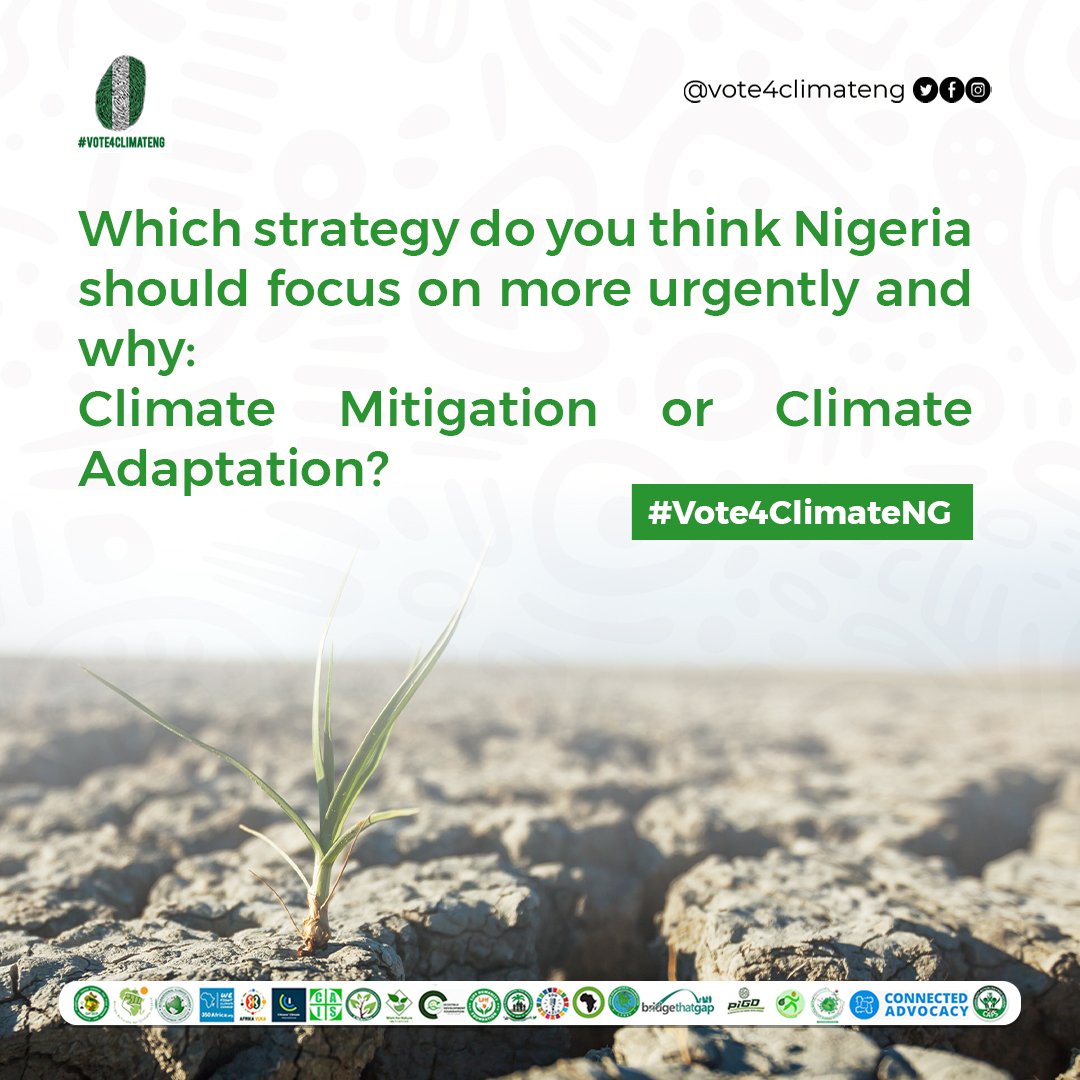 Let's talk strategy: Should Nigeria prioritize cutting emissions, or adapting to the changes already in motion? 

Do you advocate for preventative measures or adaptive strategies? 

Where should our focus lie to effectively combat climate change?

1/2