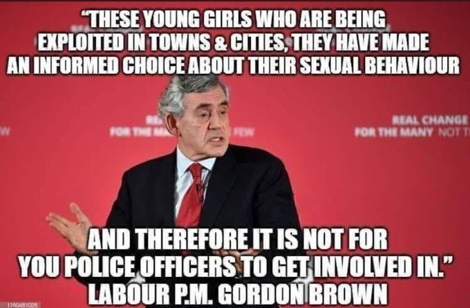 When you go to vote today Remember labour lost a generation of innocent young girls to grooming gangs The Rotherham grooming scandal The ROCHDALE grooming scandal The Telford grooming scandal The Jimmy savile scandal The pie scandal all happened on Labours watch