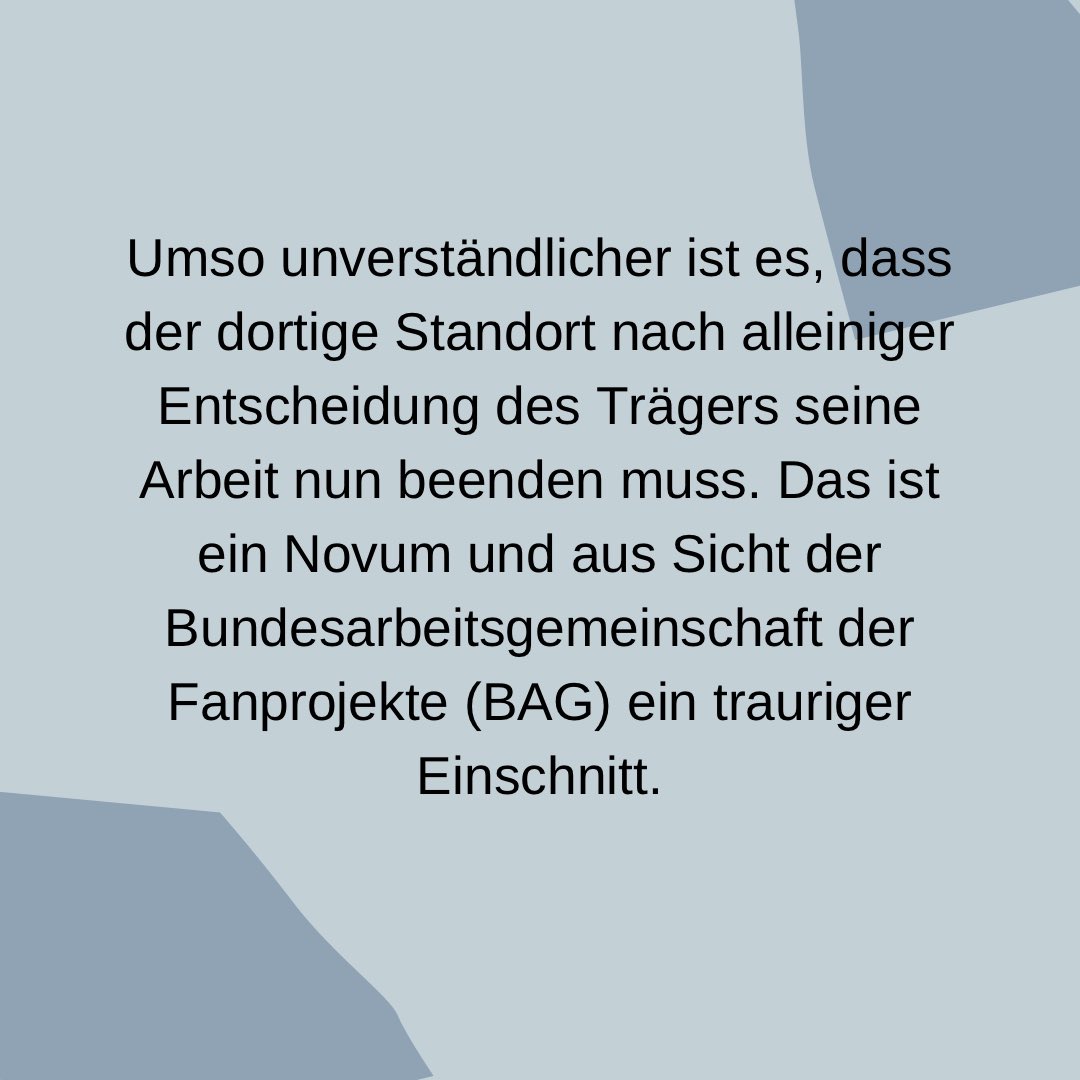 +++ Mitteilung der BAG der Fanprojekte +++

Der 30. April 2024 wird in die Geschichte der bundesweiten Fanprojekt-Landschaft eingehen - wenn auch auf eine Art und Weise, die wir uns alle wohl gern erspart hätten.
(1/2)