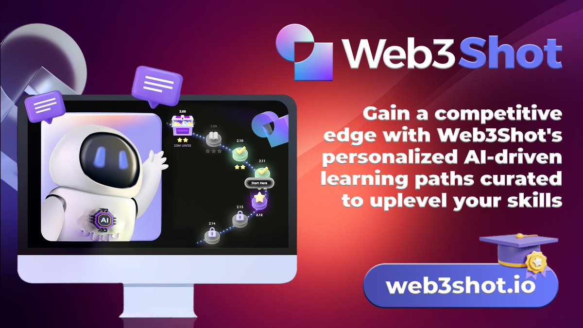 🌖In the rapidly evolving #Web3 universe, knowledge is wealth.

🌖Gain a competitive edge with #Web3Shot personalized AI-driven learning paths curated to uplevel your skills.

🌖Stay ahead of the curve!

$W3S