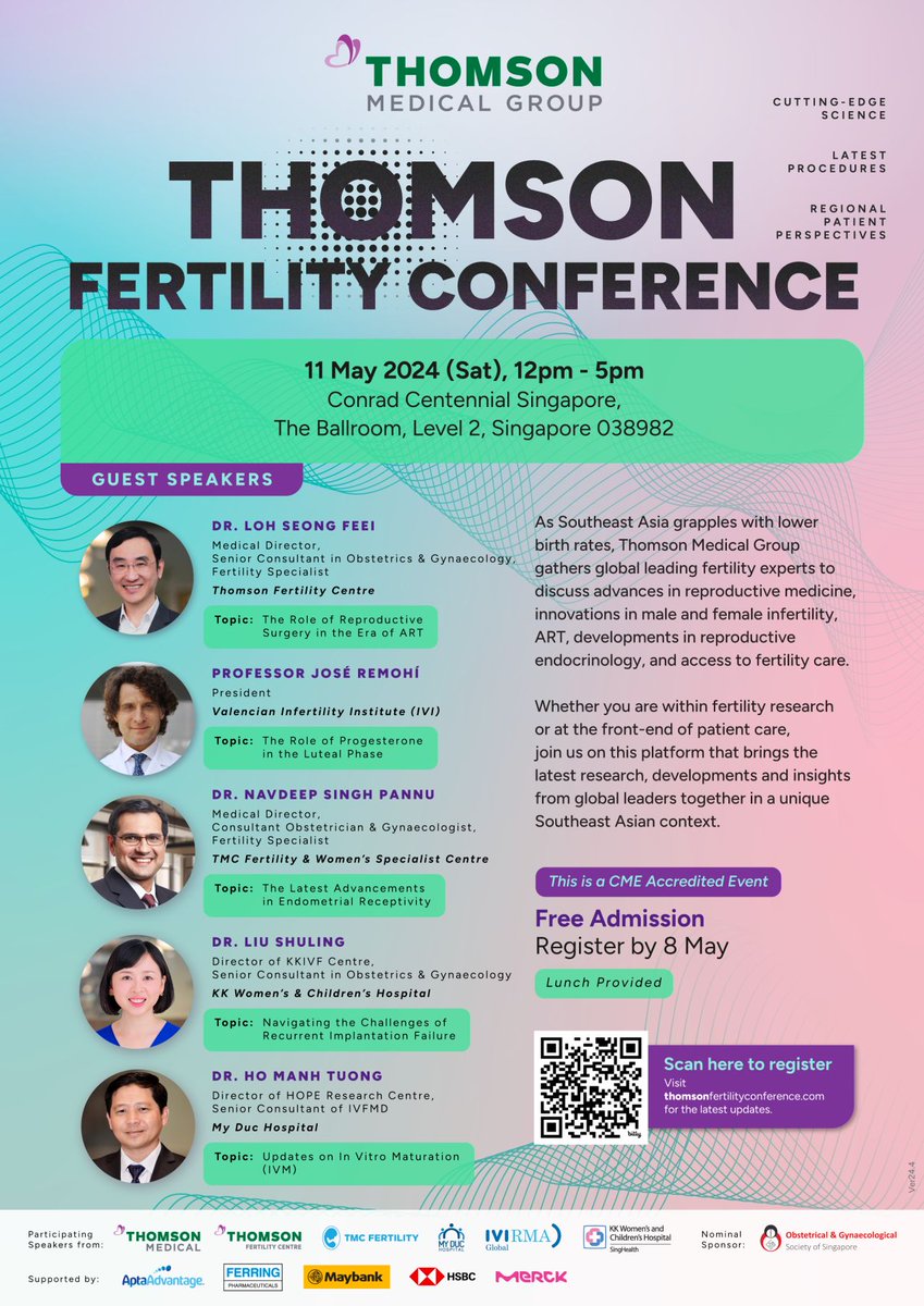 Join us as Dr. Navdeep Singh Pannu, Medical Director & Fertility Specialist at TMC Fertility, discusses Endometrial Receptivity at Thomson Fertility Conference, in Singapore

Register by May 8, 2024. Secure your spot now lnkd.in/gsj5v-zs

#thomsonhospital #celebratinglife