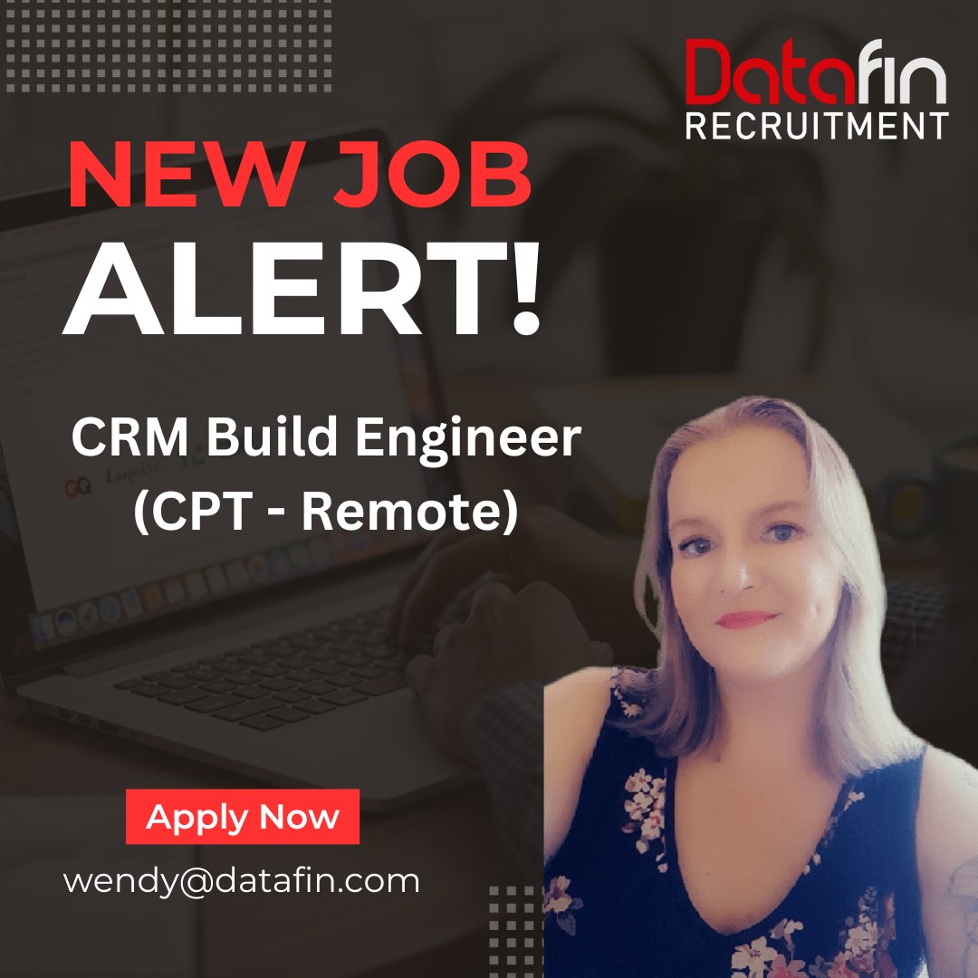 A top cloud CRM and Contact Centre solutions company in Southern Africa would like the expertise of a CRM Build Engineer!

Apply now:  datafin.com/job/crm-build-…

#CRMBuildEngineer #Remote #Python #CRMsolutions #DatafinRecruitment