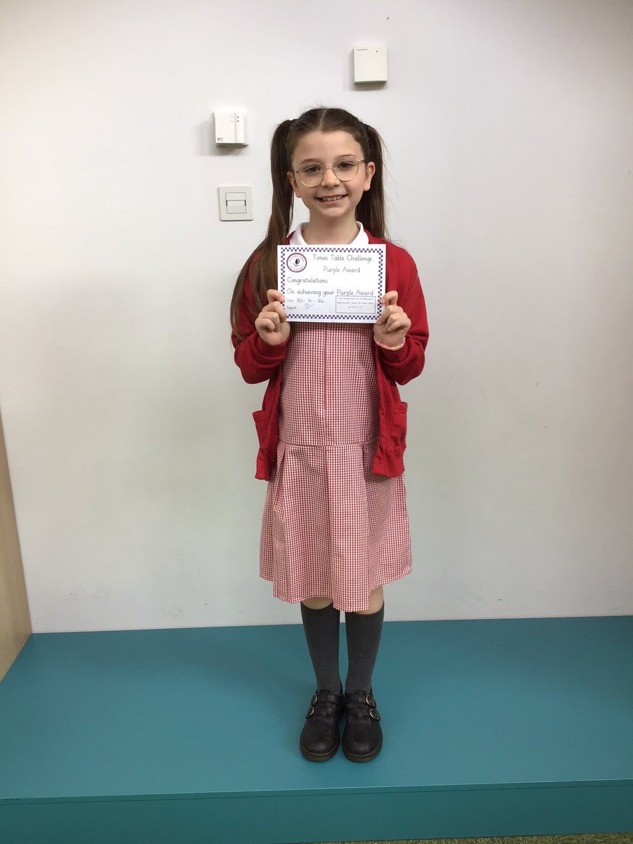 Congratulations to this learner for achieving her PURPLE Times Table Challenge Award.  She can recall and use multiplication and division facts for times tables up to 12x12 👏🏻
#WygateWay #REACH