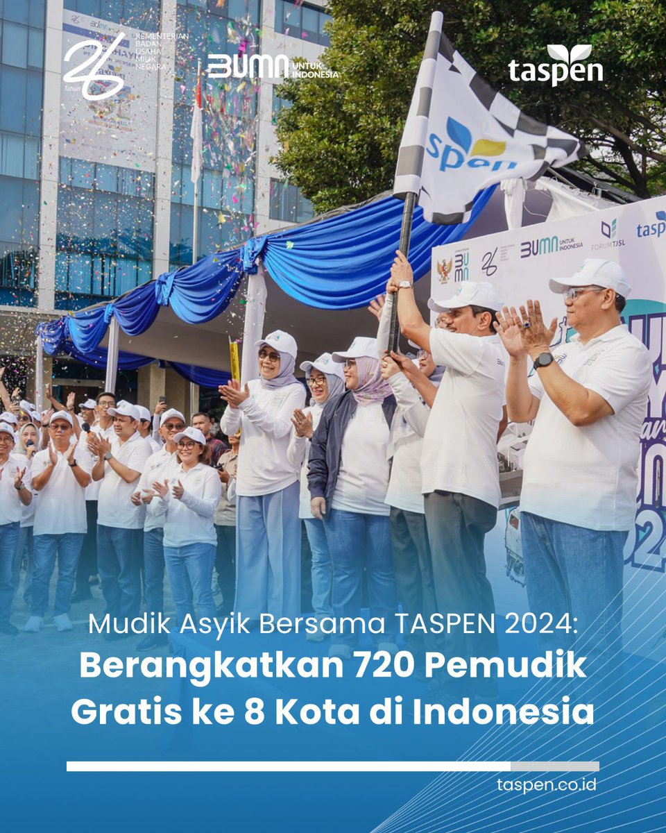 Tahun ini, TASPEN memberangkatkan 720 pemudik sebagai wujud komitmen TASPEN untuk mendukung kesejahteraan masyarakat dan memfasilitasi mereka untuk merayakan momen penting bersama keluarga di Hari Raya Idul Fitri. #MudikAsyikBersamaTASPEN2024