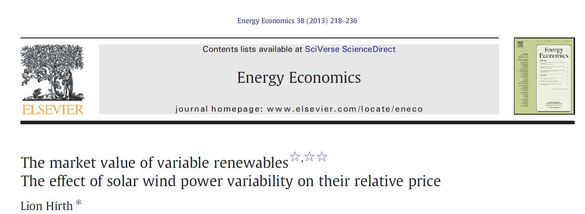Thema heutiger Vorlesung: Der Merit Order Effekt und der Marktwert Erneuerbarer Energien. Zu diesem Thema ist das Paper von @LionHirth aus dem Jahr 2013 Pflichtlektüre in meinem Kurs zu Energiemärkten. 1/
