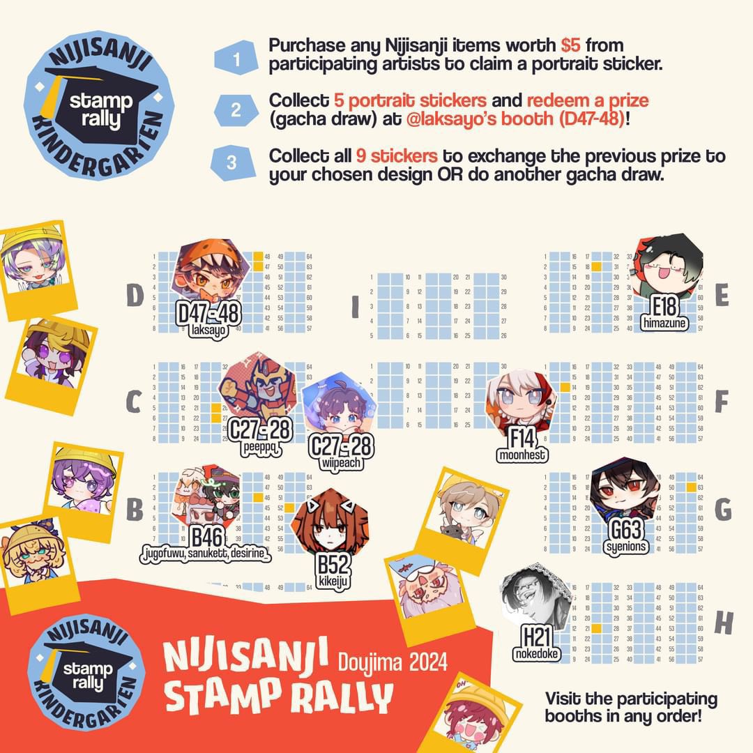 i’m part of a nijisanji kindergarten stamp rally for #doujima2024 !! i drew voltaction for one of the limited sticker sheets for the stamp rally 🍝🍷♦️☕️ 📄 🦉🎻

please check out everyone’s sticker sheets as well 🙏🙏 all of them are so cute…