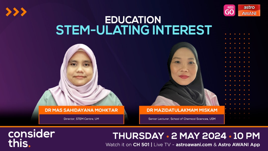 There's been a concerning trend over past years of fewer & fewer students opting to take pure science subjects in schools for fear of academic failure. Tonight on #ConsiderThis I ask Dr Mas Sahidayana Mohktar & Dr Mazidatulakmam Miskam what needs to change to reverse the decline.