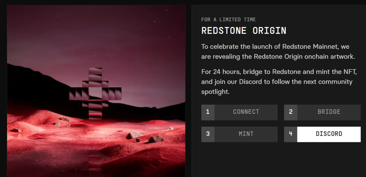 🔴 Optimism'in paylaşmış olduğu @RedstoneXYZ'da NFT mintledik. SON 2 SAAT KALDI! 🔴 İlk olarak community.redstone.xyz sitesine giderek metamask cüzdanımızı bağladık daha sonrasında ETH ağında Redstone ağına $25 değerinde ETH bridge yaptık ve 'Redstone Genesis Artwork' adında