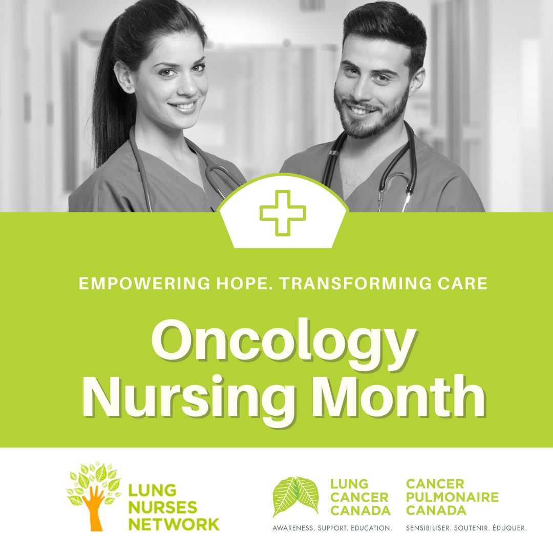 In honour of #OncologyNursingMonth, we would like to applaud the tireless efforts of nurses in oncology who make a significant impact in the lives of those living with cancer and loved ones, & for that we THANK YOU! To join our #LungNursesNetwork, email info@lungcancercanada.ca.