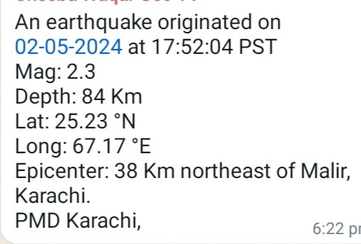 Second earthquake recorded in Gadap Kathore 'Malir, Karachi' in a week, nature warning every year for three consecutive years, underground fault lines have become active, they are more sensitive and changing their position due to erosion of mountains.....1/2 @UN @UN_HRC @UNEP