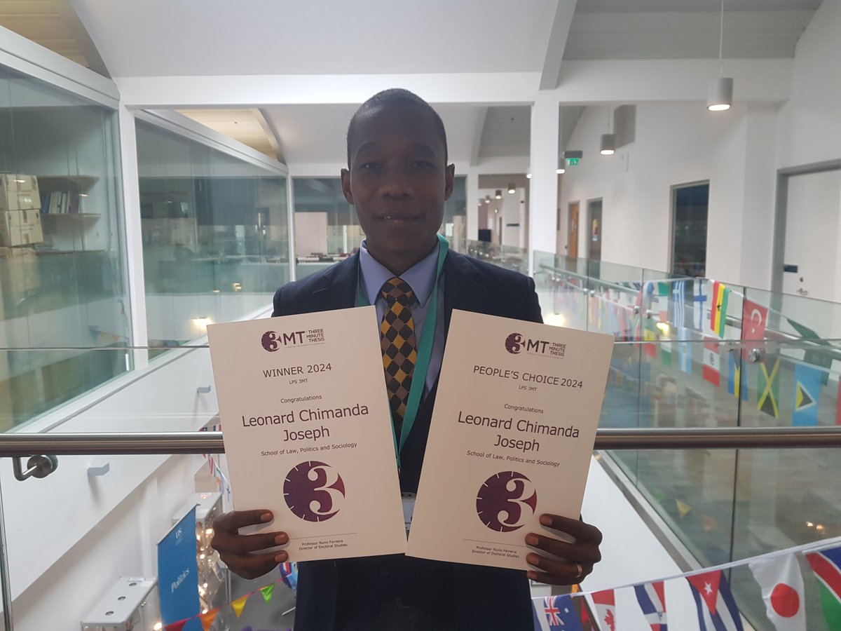 SussexPolitics's tweet photo. Congratulations to @LeonardChimand1 for having won the first LPS School 3-minute thesis competition, with his presentation on "The Role of the Global Compact on Refugees Towards the Identification of Durable Solution(s) for Self Settled Refugees in Kigoma Villages in Tanzania". https://t.co/4UAqrZDYLI