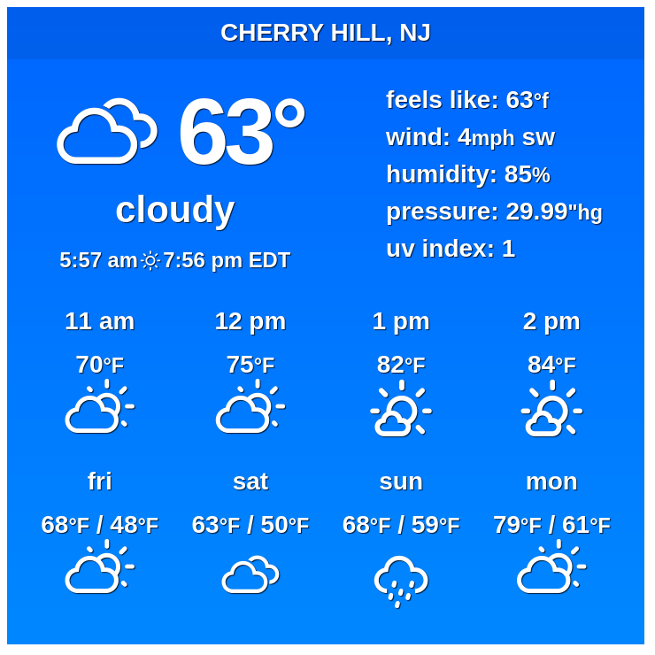 🇺🇸 CherryHill, NJ - Long-term weather forecast

In #CherryHill, a combination of cloudy, rainy and stormy #weather is expected for the next ten days.

✨ Explore: weather-us.com/en/new-jersey-…

 #njwx  #newjersey