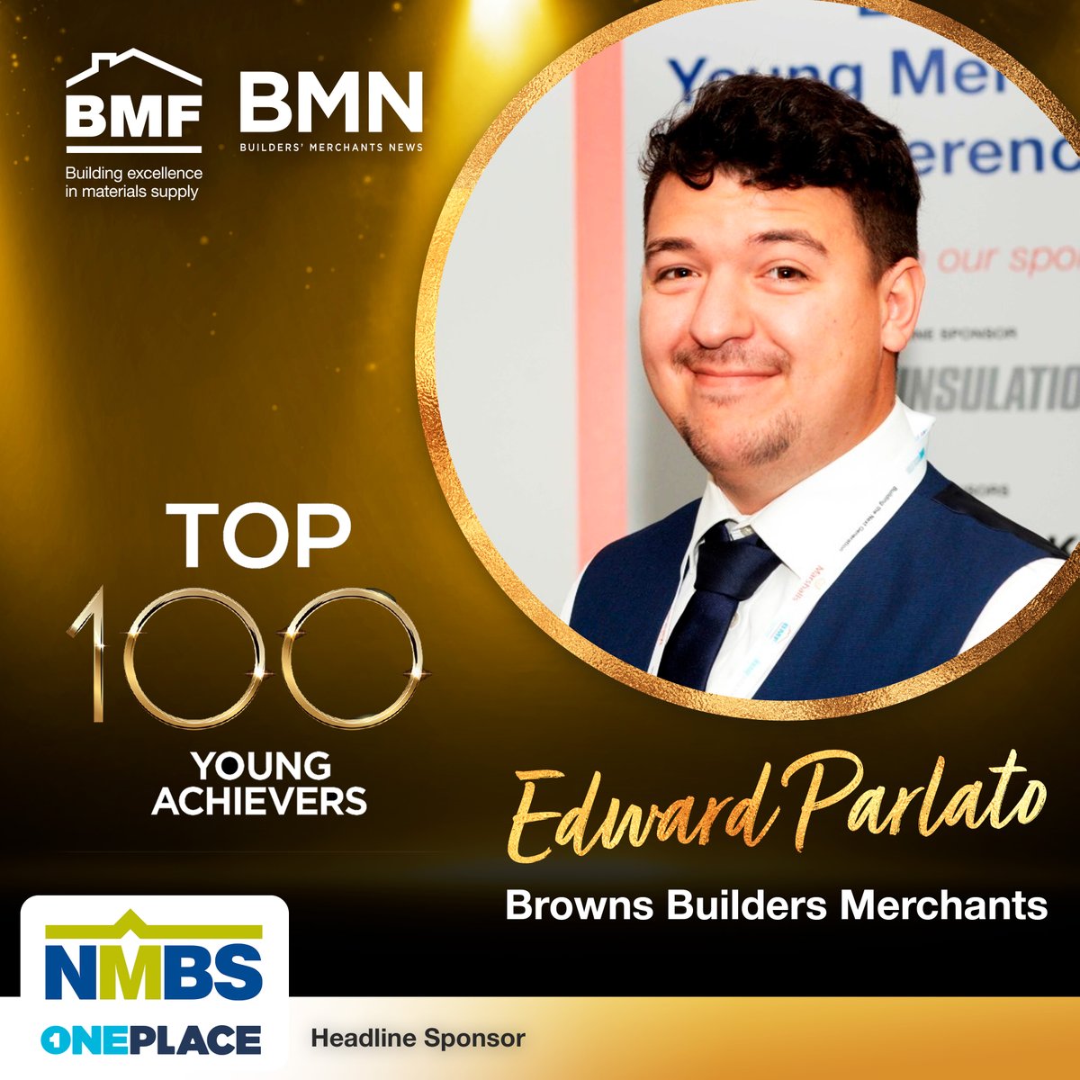Edward Parlato, Branch Manager at @Brownsbm, is our next Top 100 Young Achievers. Head sponsor, @NationalMerch #Top100YoungAchiever @BMerchantsNews