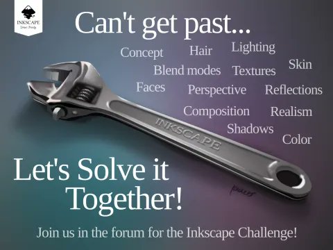 This month's #Inkscape Challenge is a community project 👩‍💻🧑‍🎨🧑‍💻🎨🖌️👩‍🎨👨‍🎨🧑‍💻 What do you struggle with in your artwork? Bring examples and questions and we'll solve them together. inkscape.org/forums/competi… #InkscapeChallenge