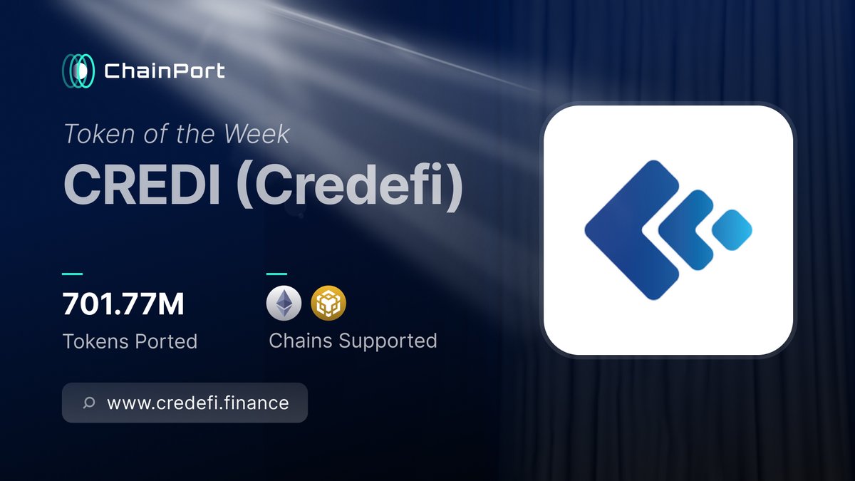 Token of the Week 🌉 $CREDI With 1,375 ports on ChainPort, the community is making waves! @credefi_finance merges TradFi with blockchain and introduces innovative features like NFT Corporate Bonds and tokenized assets. They recently unveiled their testnet platform 👏