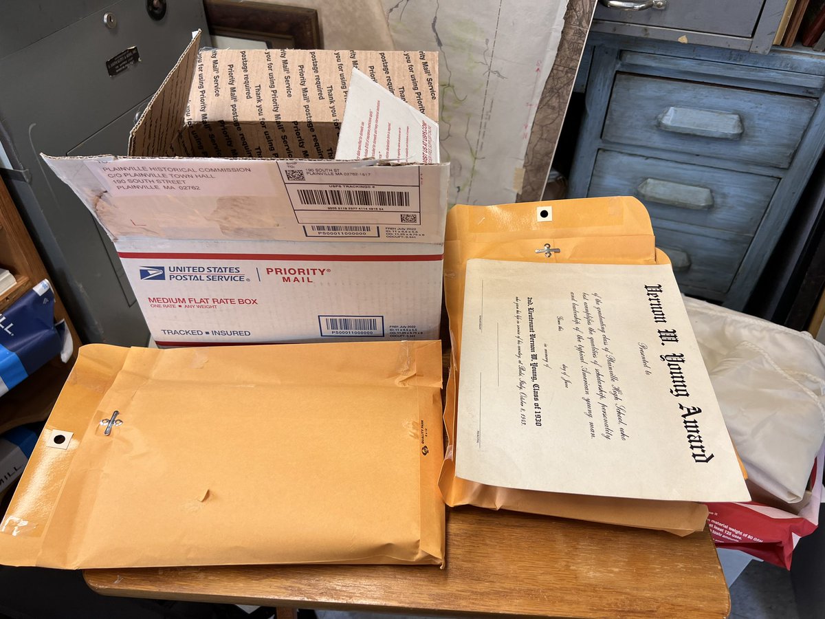 Going along with #MilitaryAppreciationMonth yesterday the #PlainvilleMa Museum received a truly special gift in the mail. A collection of letters, documents, & photos connected to one of our WW2 servicemen KIA. To read the full story head to our Facebook page! #PreservationMonth