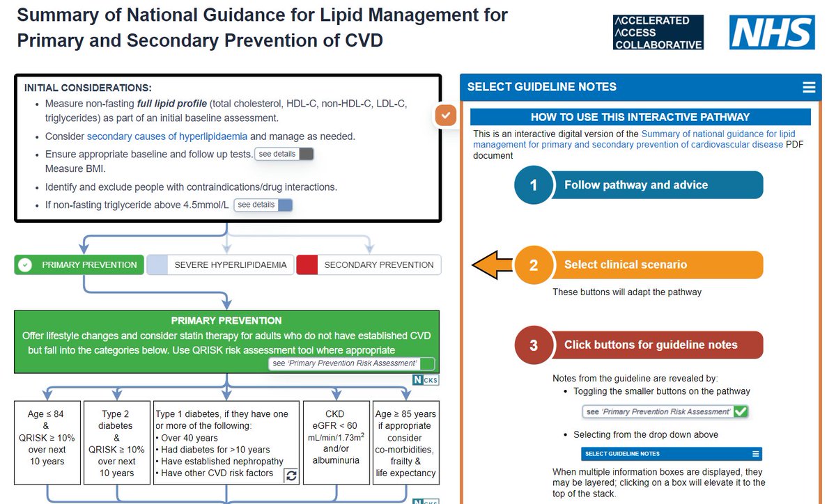 Delighted to launch the interactive national e-lipid management pathway. Thanks to @HealthInnovYH for funding & @amjidrehman for development of this important tool. An e-version of the @NICEComms supported @AACinnovation national lipid management pathway healthinnovationyh.org.uk/lipid-manageme…