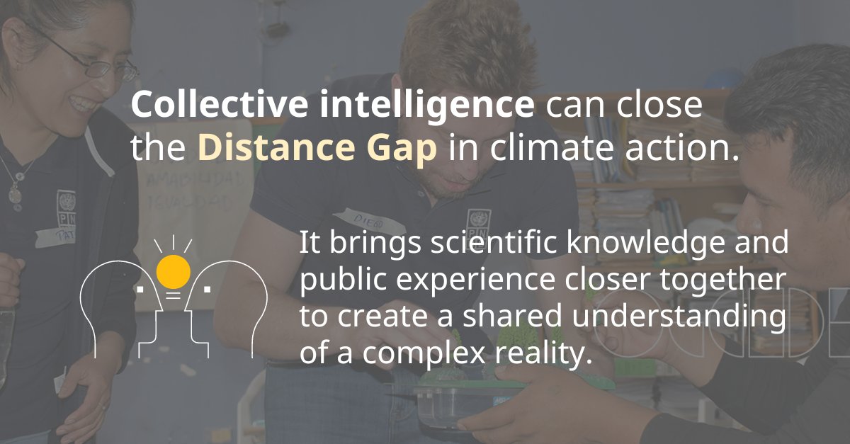 Collective intelligence could help decrease the DISTANCE gap between scientific knowledge, lived experience & public understanding.
 
Learn how collabs between scientists & the public via #CollectiveIntelligence have increased the impact of climate action👉undp.org/untapped