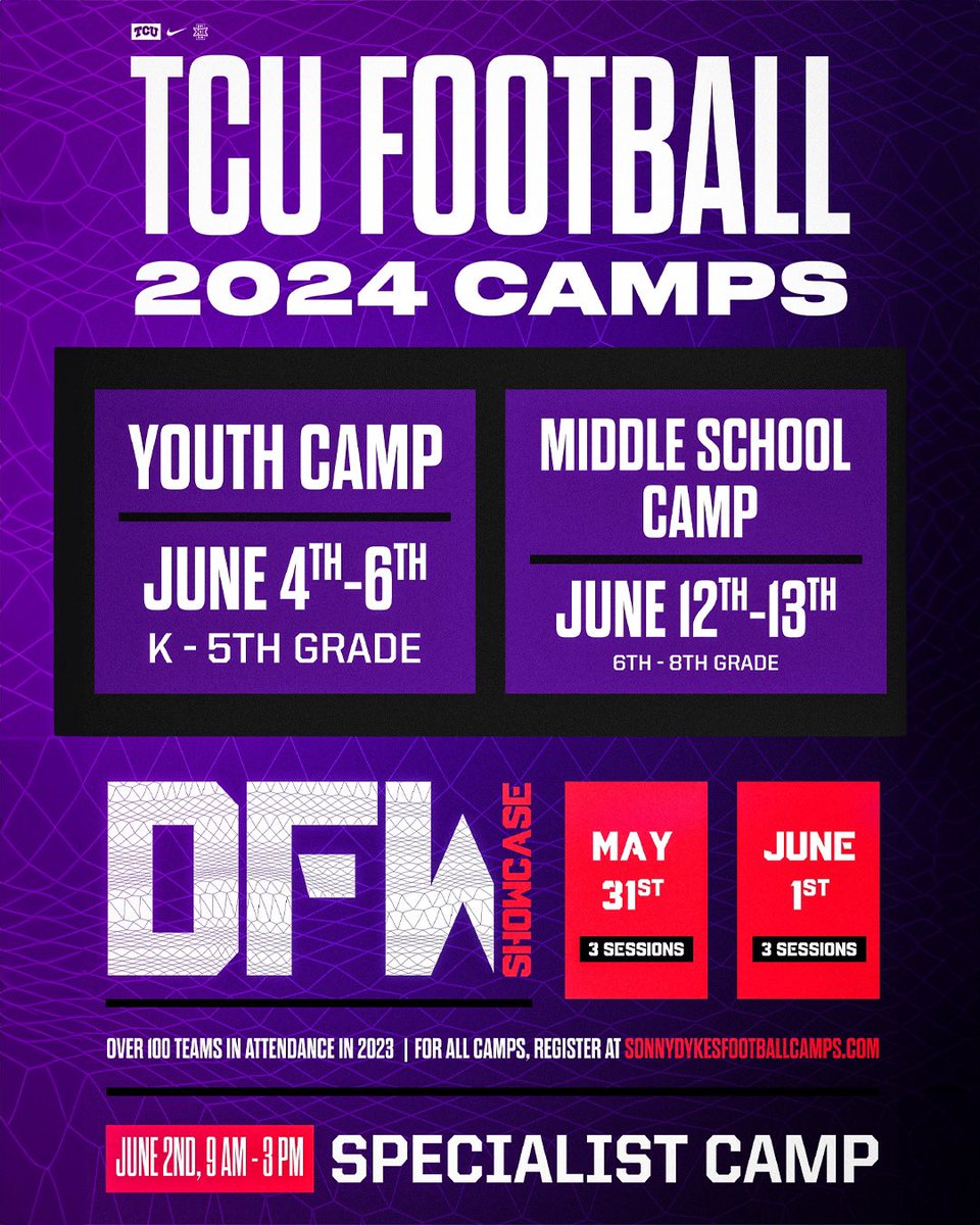 Many camp opportunities coming soon! Make sure you register! Registration 🔗: sonnydykesfootballcamps.totalcamps.com/shop/EVENT