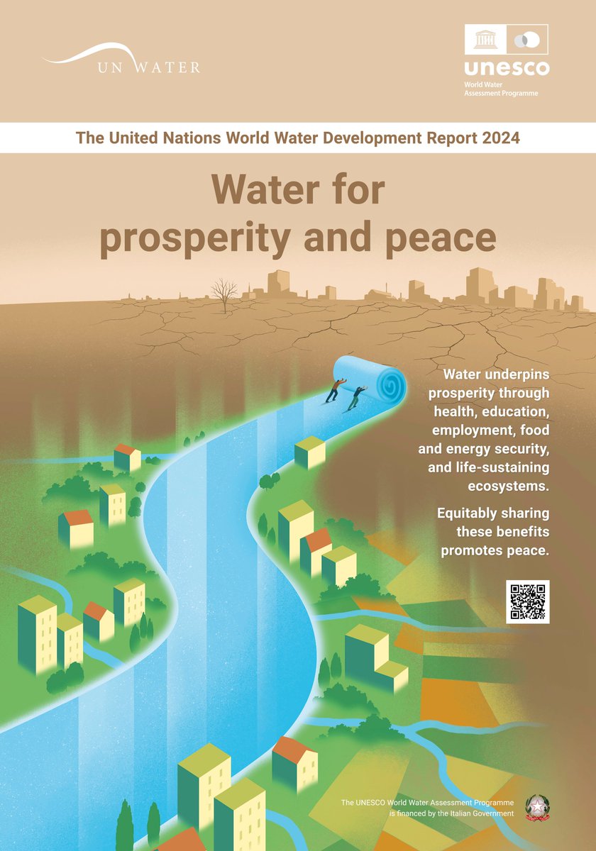 Water plays a significant role in the maintenance of international peace & security. The 2024 World Water Development Report explains how water can unite people & serve as a tool for peace, sustainable development, climate action and regional integration. bit.ly/4a5ZNm8