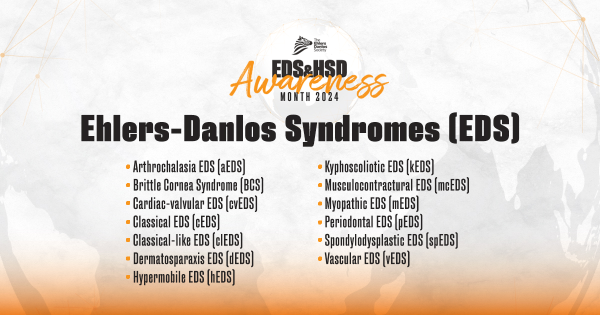 What are the types of EDS?

The current classification includes 13 types of #EhlersDanlosSyndrome (EDS). 

Each type of EDS has its own set of features with distinct diagnostic criteria. Some features are seen across all types of EDS, including joint hypermobility, skin