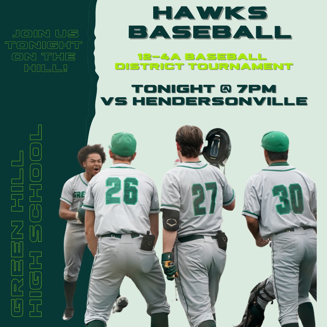 Who else is excited about the 12-4A District Tournament?!?! Come out to the hill tonight (5/2) at 7pm to cheer on the Hawks as they take on the Hendersonville Commandos. GO HAWKS!