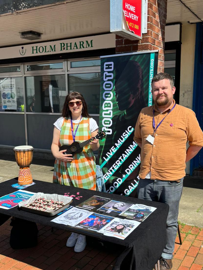 David & Amy from Tolbooth are at the Spring Street Party in Cornton today, why not pop by and hear about all that is going on at Tolbooth! They also have some free tasty brownies until they run out.. 🏃‍♀️🎶🍰🎸🪘