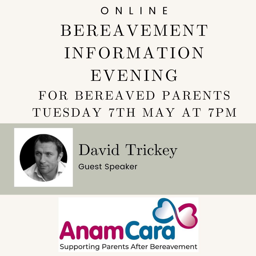 Next Tuesday, 7th May, we are delighted to welcome back Clinical Psychologist, David Trickey, for our bereavement information evening, online 💻 To receive the link for this free event, please register by clicking on the link below ⬇️ us02web.zoom.us/meeting/regist…