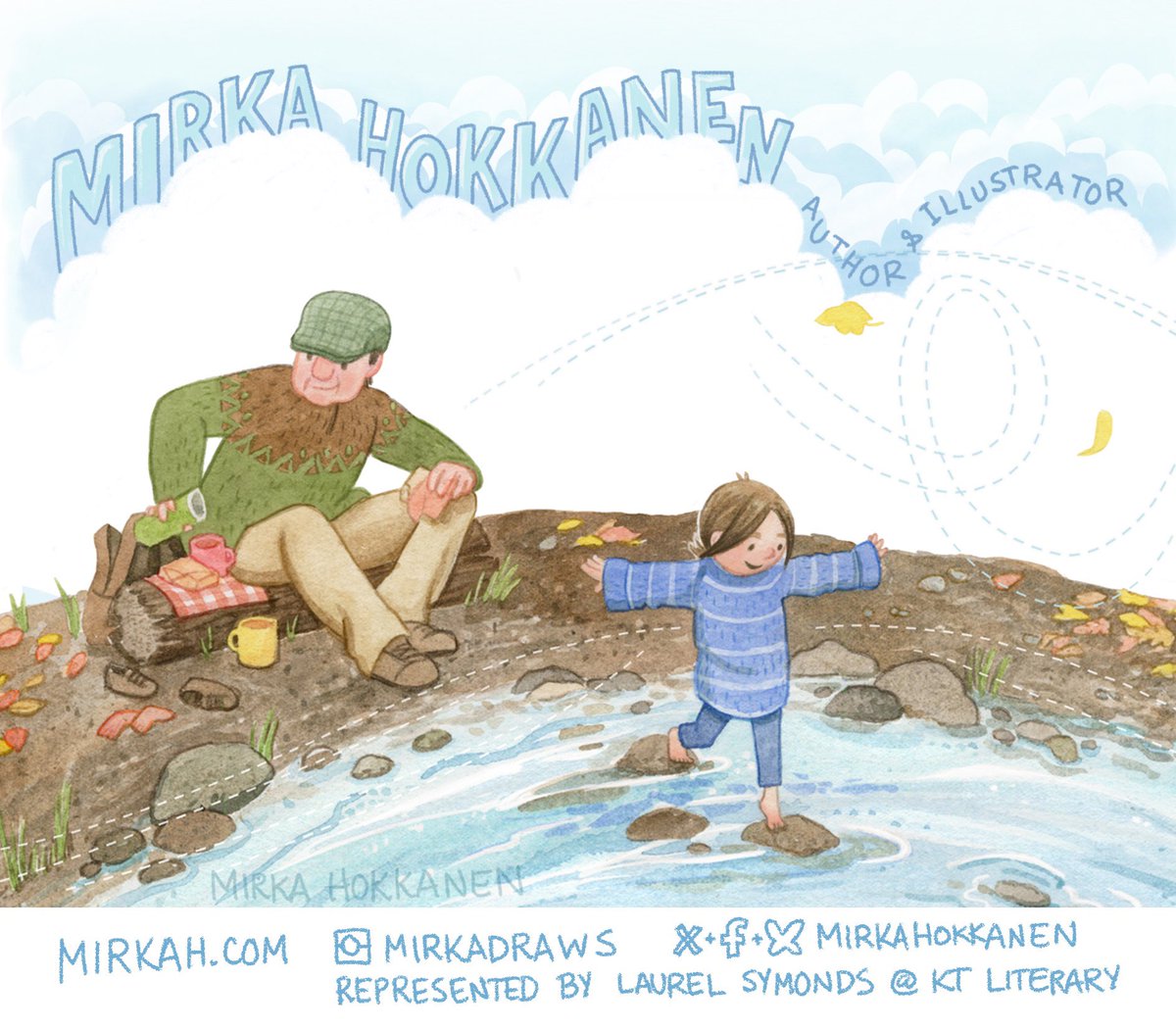 Happy #kidlitartpostcard day. I’m Mirka, a Finnish-American, illustrator. I do both watercolor and digital illustrations (this being a snippet from an upcoming book), and love to draw animals and nature. You can find me at mirkah.com. Represented by @LaurelSymonds