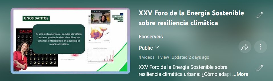 Si te perdiste el Foro de la Energía Sostenible ¡hemos creado una playlist!
Mira la ponencia de la embajadora del #EuClimatePact @IsabelIsamoren o las mesas en torno a la #ResilienciaClimáticaUrbana 🌞⬇️
📽️ youtube.com/playlist?list=… #FES2024 @abd_ong @COOLtoRISE #MyWorldOurPlanet