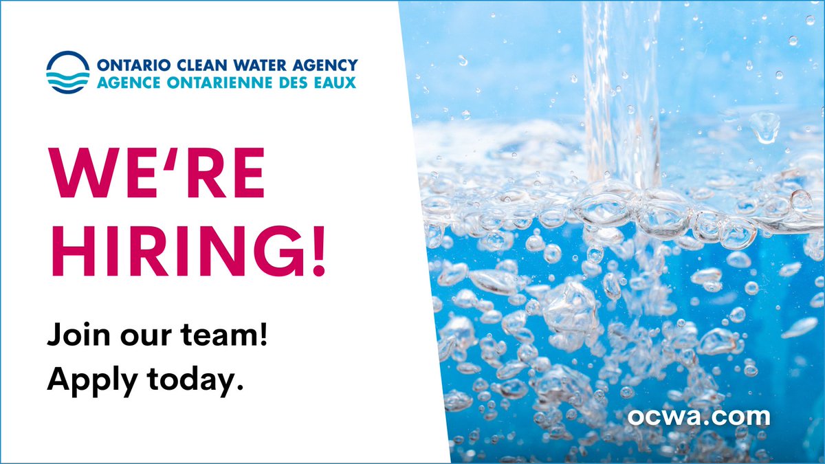 OCWAnews's tweet image. New jobs are posted on OCWA's website! We're looking for:
💧Applications Developer, Wastewater Surveillance
💧Water &amp;amp; Wastewater Technician
💧Water &amp;amp; Wastewater Operator 
Apply today! #careers #ontario #Jobs 
ocwa.com/join-ocwa/job-…