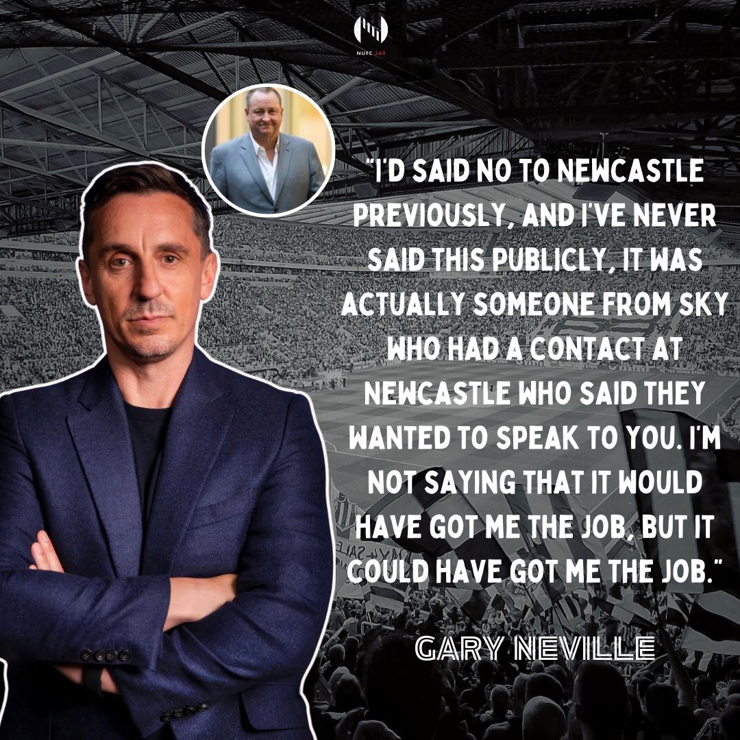 Gary Neville has revealed that under the ownership of Mike Ashley, he was offered the chance to be a coach at Newcastle United. #NUFC