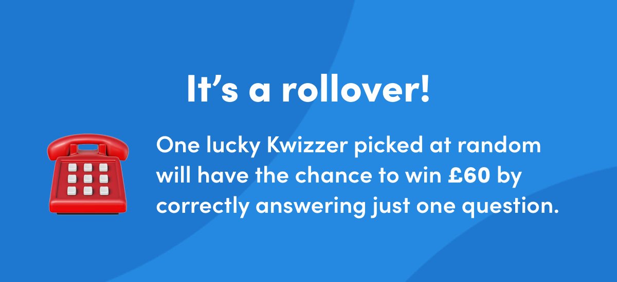 It's a rollover tonight!

Nobody won the Golden Question in April's Live quiz, so answering one question could net you £60. You'll have to play our Live quiz at your local KwizzBit venue to take part.

So what you waiting for? Get down to the pub for 8PM! #KwizzBitLive