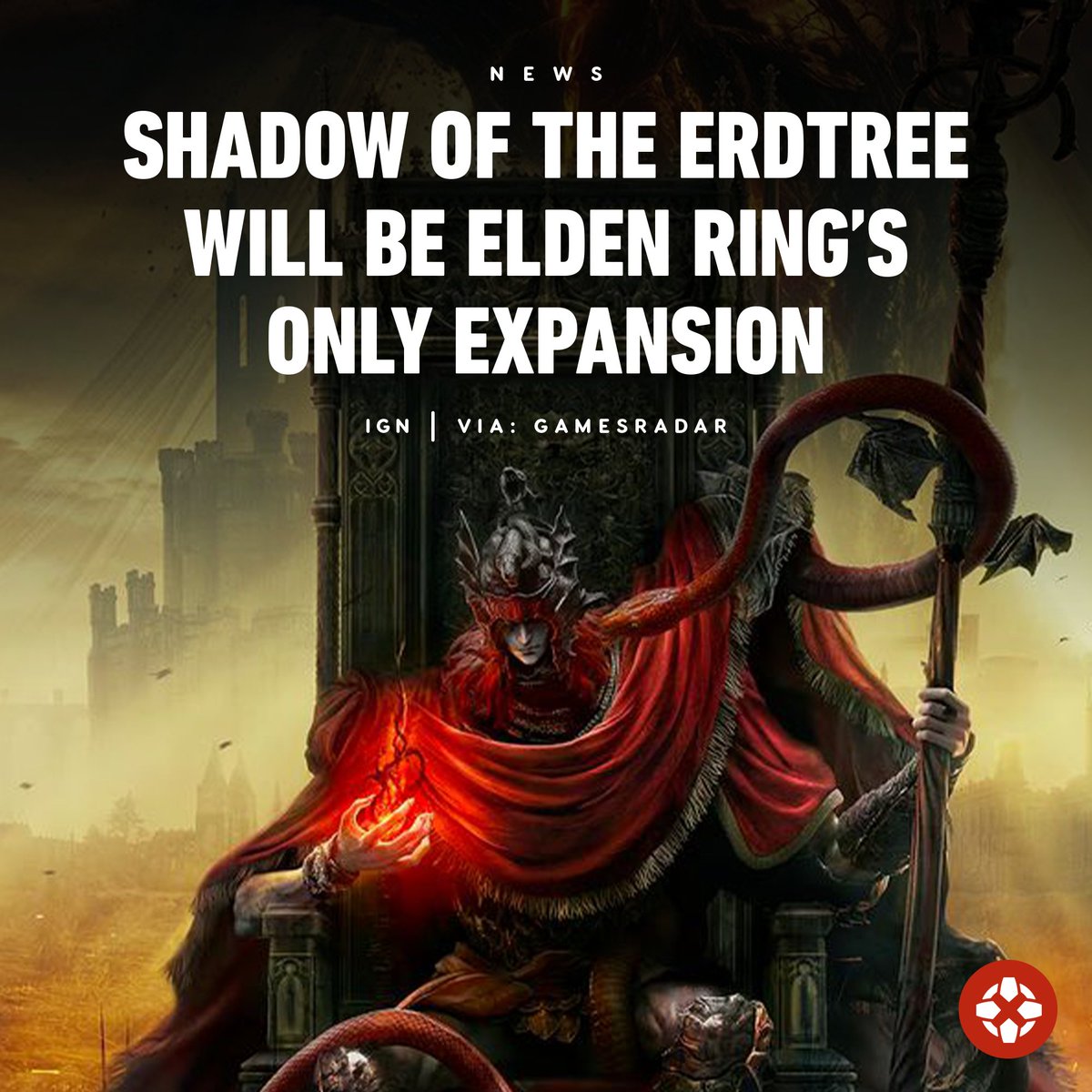 '[Shadow of the Erdtree] is the first and last DLC, and we have no plans to add more content to Elden Ring,' FromSoftware's Hidetaka Miyazaki said, via machine translation in a recent interview. bit.ly/3JJXFpi