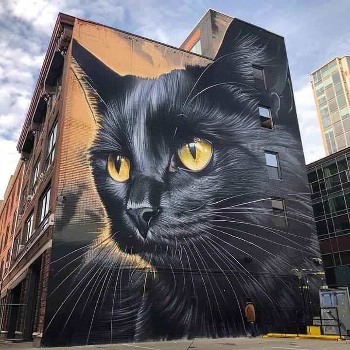 Pofuduk/Fluffy 🐈‍⬛

#StreetArt #BlackCat 🐾