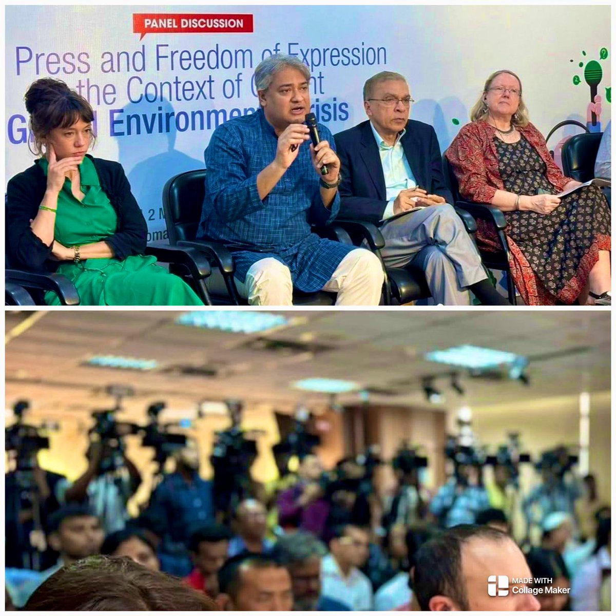 Dynamic panel on #Democracy, #PressFreedom, #FreedomOfExpression & the #ClimateCrisis, with State Minister of Information & Broadcasting @MAarafat71, UN, civil society & a lot! of journalists. 🙏 to @tib1971bd, @article19_SAS, @unescodhaka for arranging! Happy #WPFD2024!