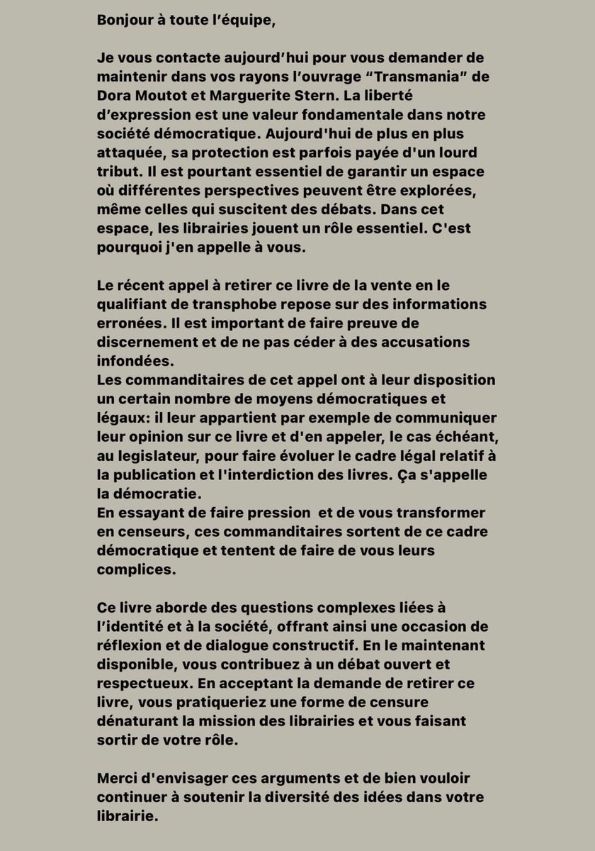 Voici un texte à relayer à l’adresse suivante : contact@librairie-intranquille.fr. #stopalacensure