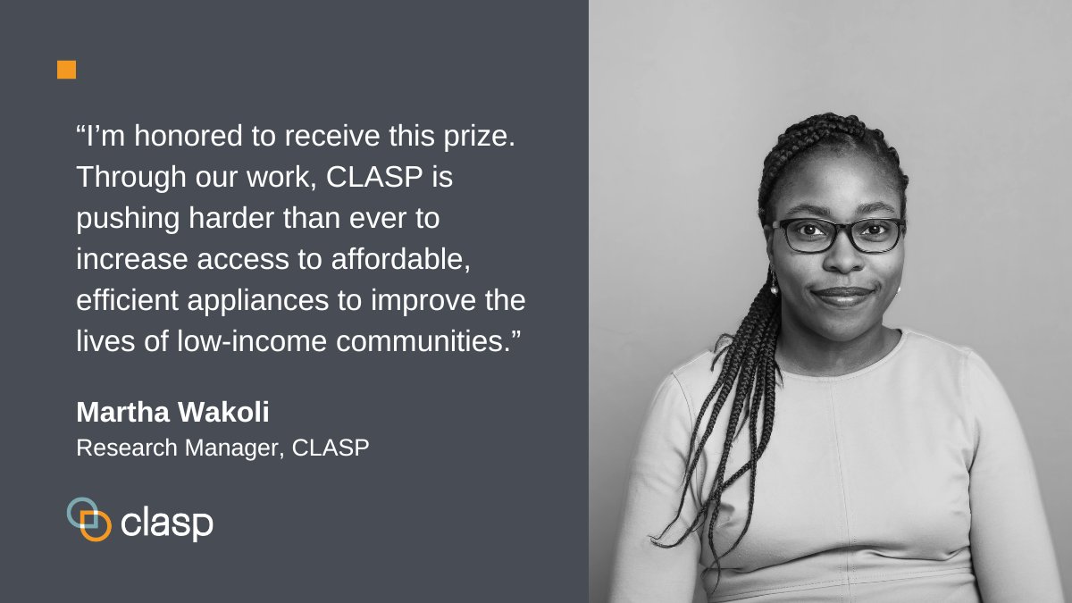 🎉Exciting News! Martha Wakoli, Manager at CLASP, has won the #KathleenGaffneyPrize 2024! With this, Martha will attend the @eceee_org Summer Study to present CLASP’s innovative approach to field testing solar appliances, improving their suitability for real-world use.…