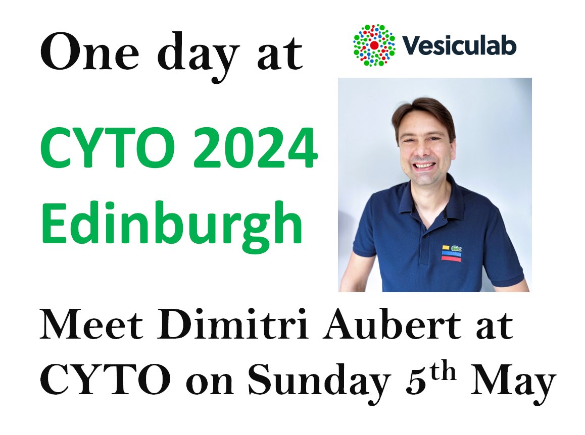 Going to CYTO 2024 in Edinburgh on Sunday 5th May? cytoconference.org
Come have a chat with our CEO, Dimitri Aubert, to discover how Vesiculab's solutions enhance flow cytometry analysis at the nano-scale
vesiculab.com
#flowcytometry #LNP #exosomes #CYTO2024